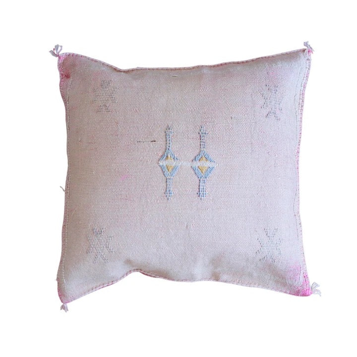 Gối Tựa Thổ Cẩm Ma rốc - Lụa xương rồng - Hồng nhạt 45x45cm
