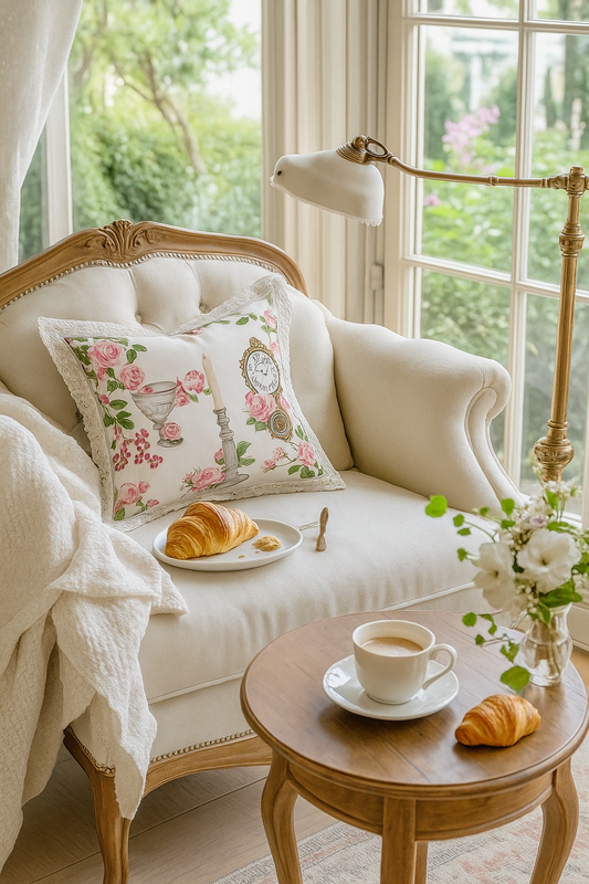 GỐI TỰA Hoa hồng Rose & Tea pot 45x45cm - mẫu số 23