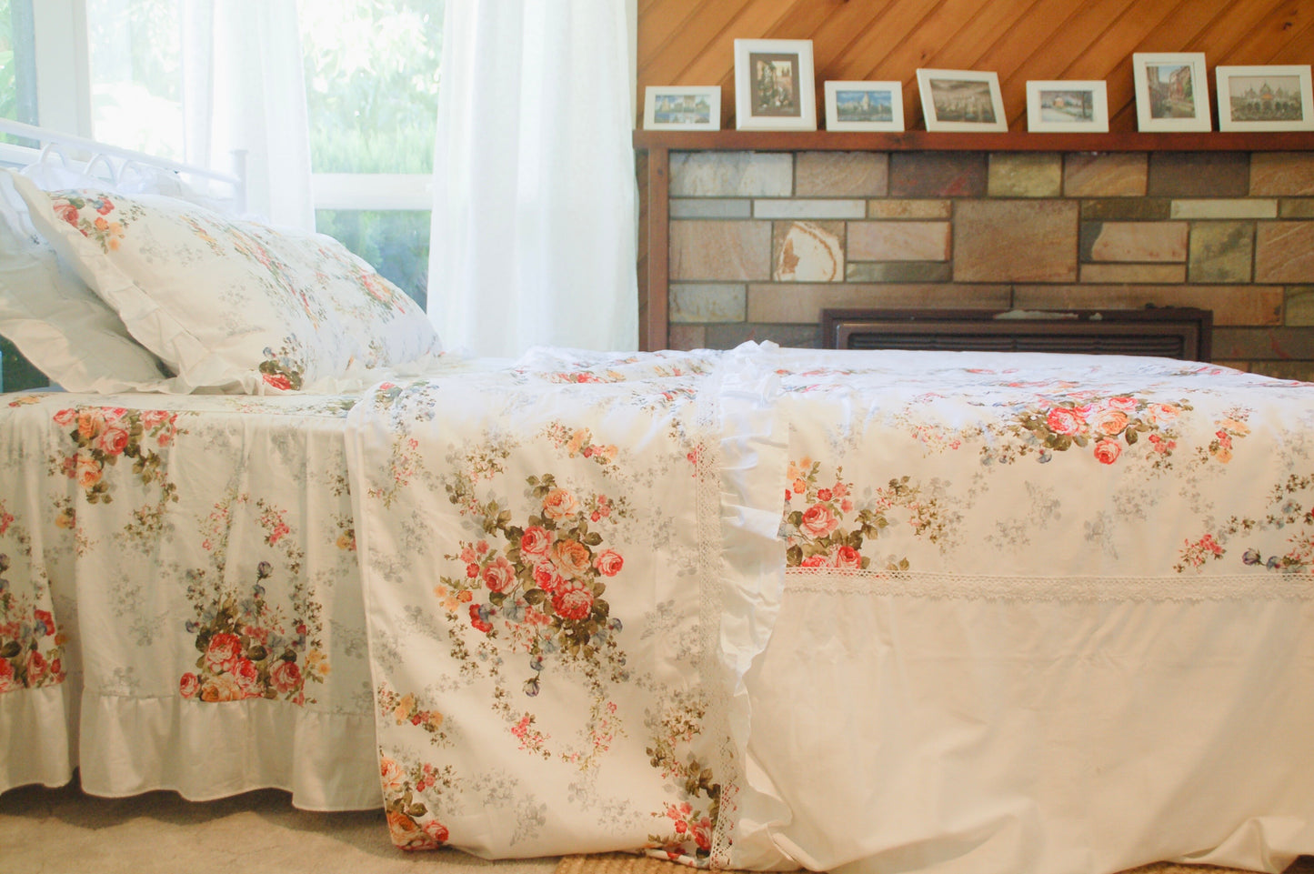 Ga Chun - Bộ Ga Gối Vỏ Chăn Hoa Hồng Victoria Blue Rose