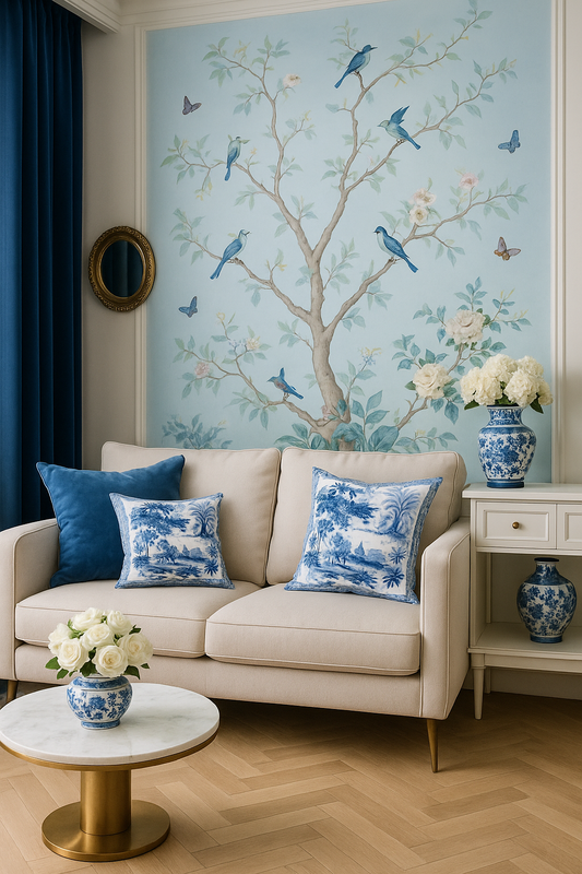 GỐI TỰA French Village Xanh Pháp Dutch Velvet 45x45cm - mẫu số 29