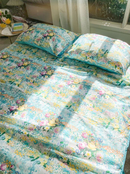 Ga Phủ - Bộ Ga Gối & Vỏ Chăn Garden of Rose - Xanh – La Vie en Rose Decor