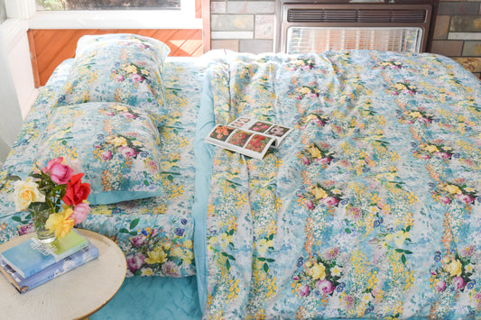 Ga Chun - Bộ Ga Gối & Vỏ Chăn Garden of Rose - Xanh