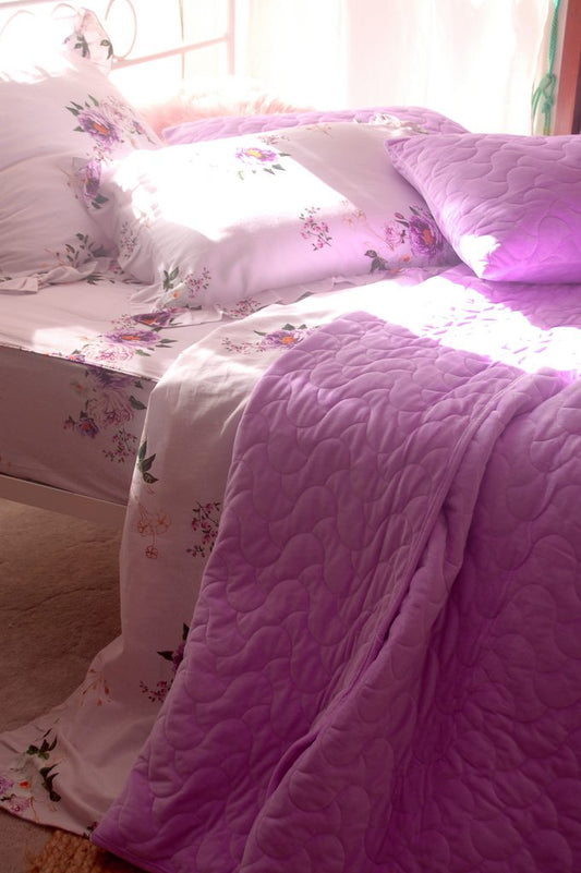 Bộ Chăn Hè Thu Nhung Luxe - Tím Oải Hương – La Vie en Rose Decor