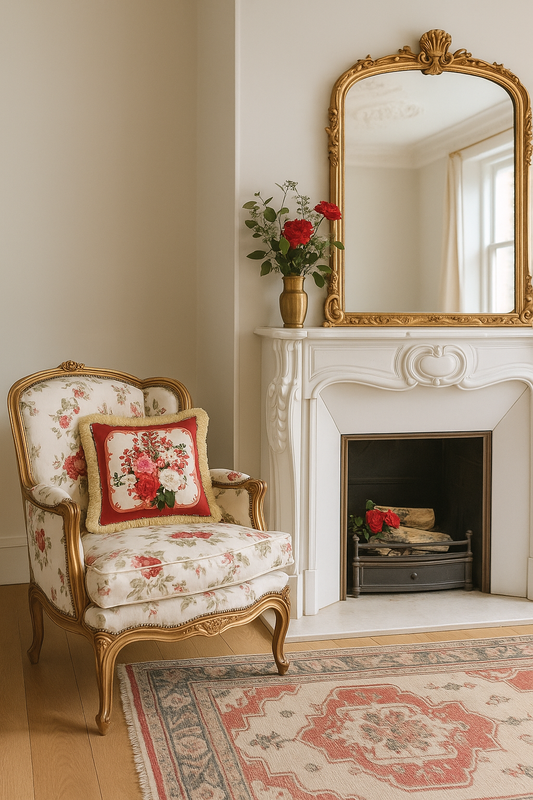 GỐI TỰA Hoa Hồng French Rose - Red 45x45cm - mẫu số 15