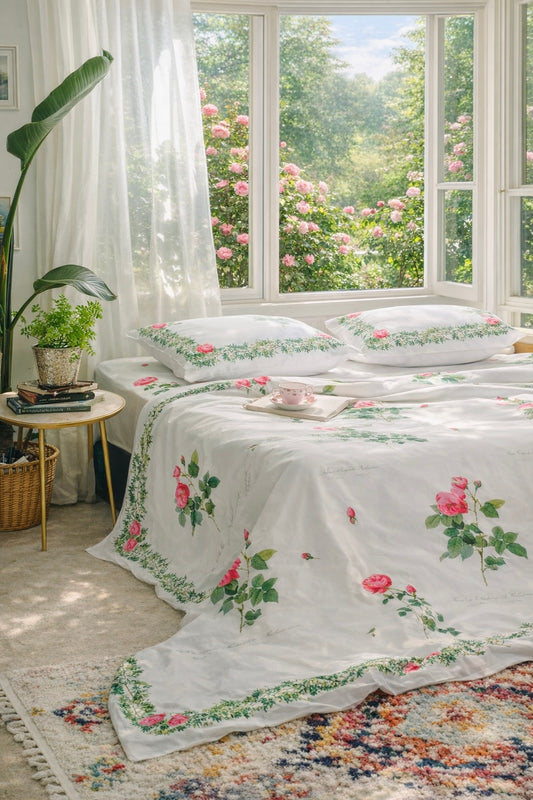 Ga Phủ - Bộ Ga Gối & Vỏ Chăn Hoa Hồng Botanical - Hàng đặt