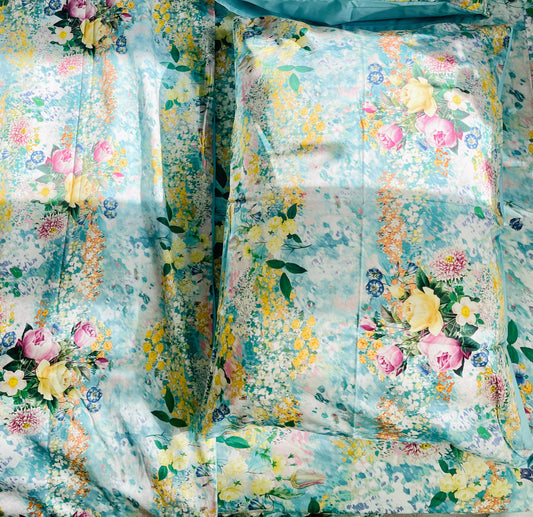 Fitted sheet & Duvet cover set - Garden of Rose Blue