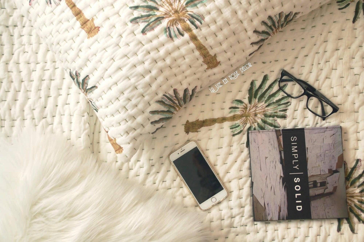 Bộ 02 Vỏ Gối Ấn Độ Cây Cọ Xanh Lá - Thủ Công