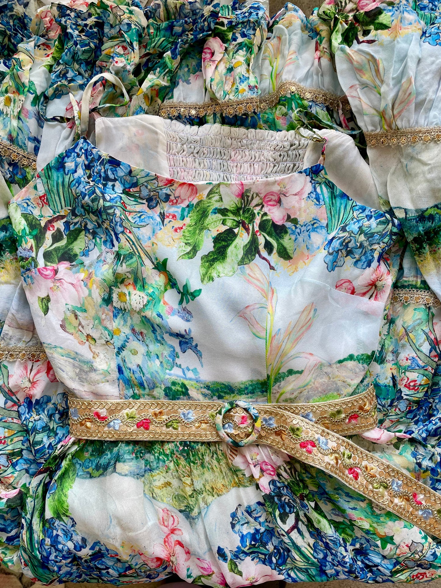 Iris Silk Chiffon Dress - Van Gogh - Maxi