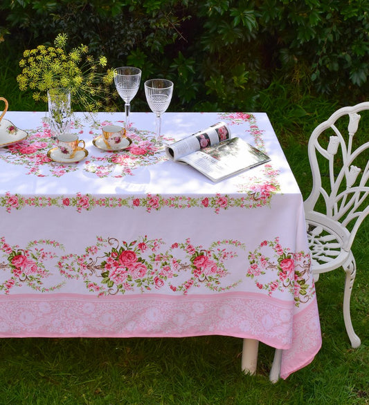 Mẫu số 26 - Khăn trải bàn Hoa hồng -Pink Lace – La Vie en Rose Decor
