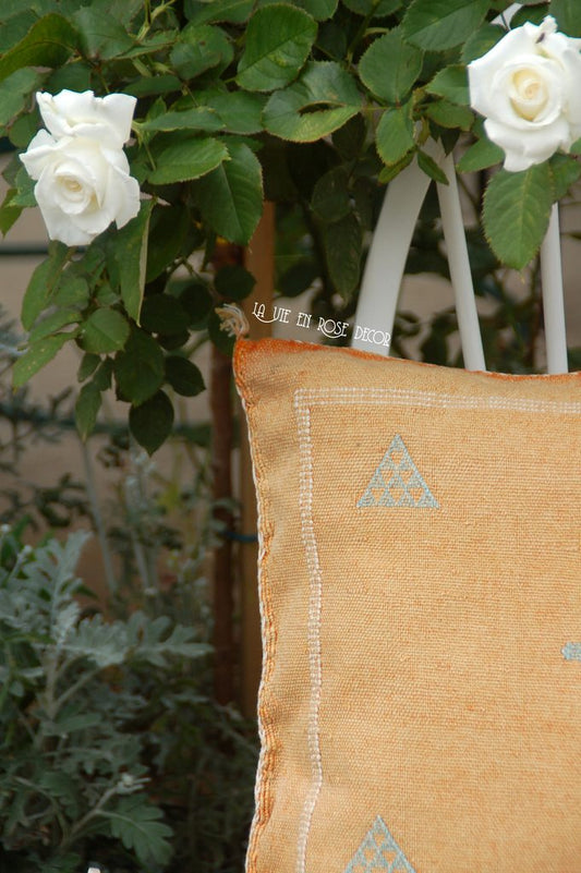 Moroccan Brocade Pillow - Cactus Silk - Orange Yellow 45x45cm