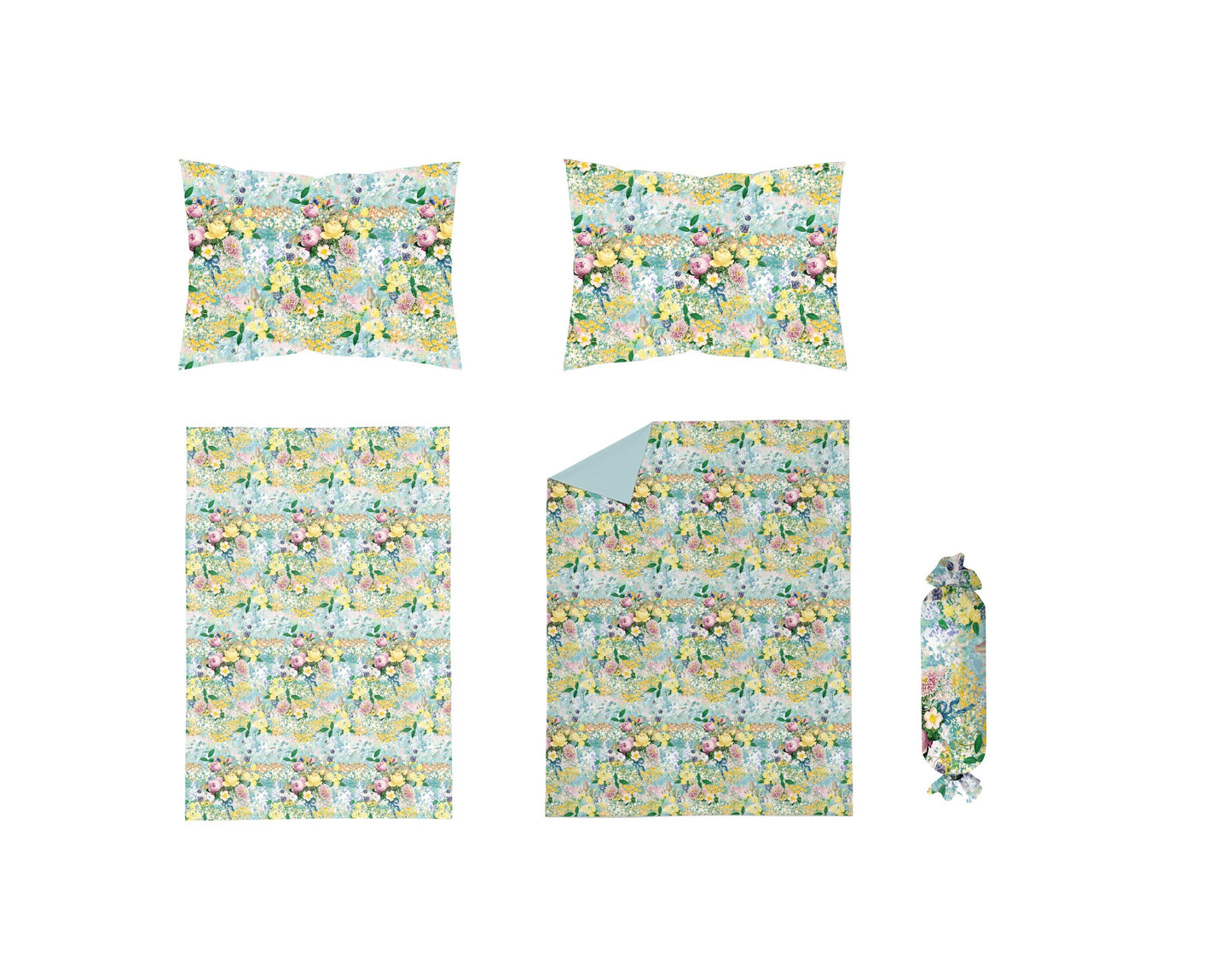 Fitted sheet & Duvet cover set - Garden of Rose Blue
