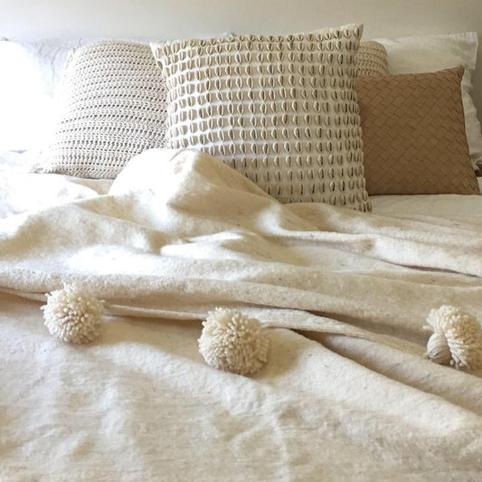 Chăn Sofa - Dệt Thủ Công Ma-rốc - Màu Trắng Kem 3m