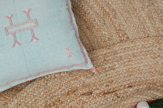 Moroccan Brocade Pillow - Cactus Silk - Sea Blue 45x45cm