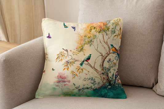 GỐI TỰA Chim Mùa Xuân Chinoiserie Dutch Velvet 45x45cm - mẫu số 33