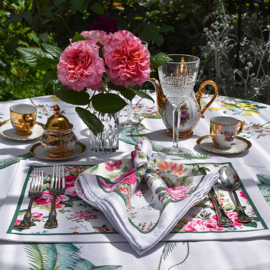 Mẫu số 5 - Khăn ăn & Lót đĩa hoa hồng - Vintage rose