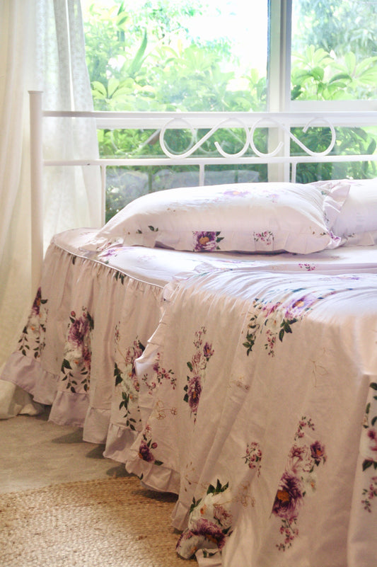 Ga Phủ - Bộ Ga Gối Vỏ Chăn Hoa Hồng Tím Rose Peony