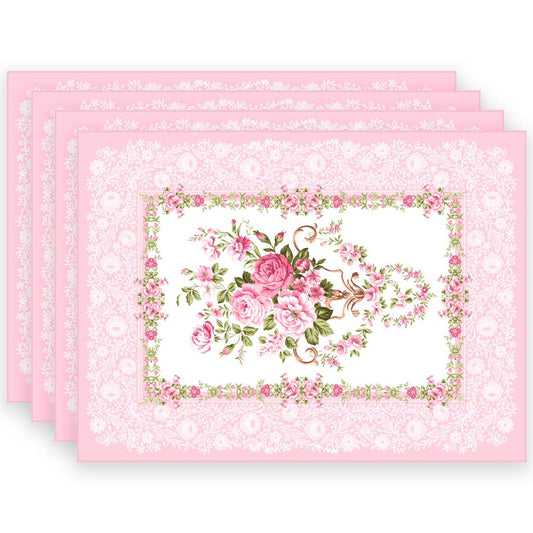 Mẫu số 26 - Khăn ăn & Lót đĩa hoa hồng -Pink Lace