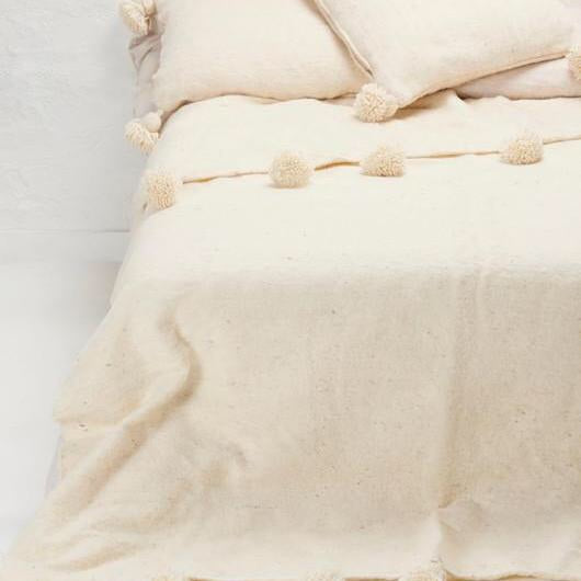 Chăn Sofa - Dệt Thủ Công Ma-rốc - Màu Trắng Kem 3m