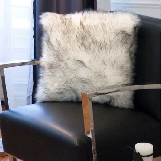 PILLOW - GREY RABBIT FUR - 40X40cm