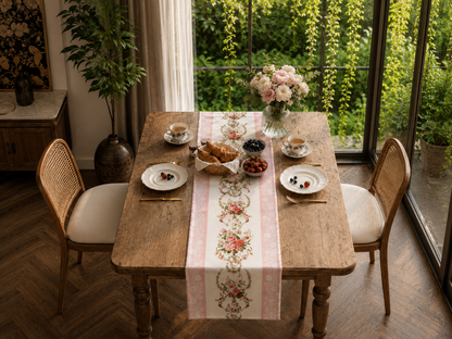 Mẫu số 10 - Khăn trải bàn Hoa hồng Runner Pink Lace