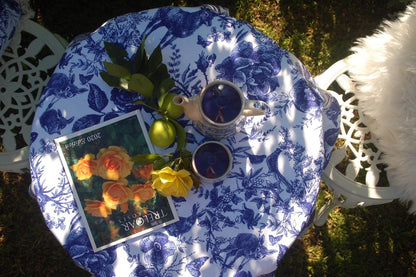 Sample No. 12 - Tablecloth - French Blue Toile Rose