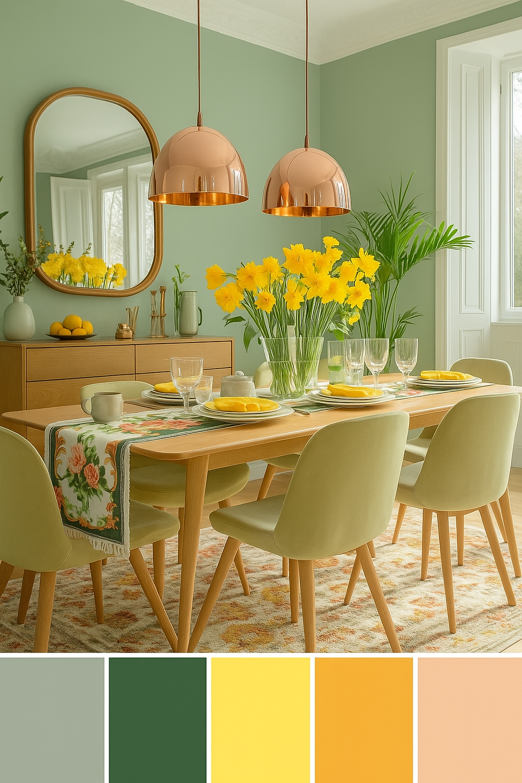 Mẫu số 9 - Khăn trải bàn Hoa hồng Runner French Rose Green