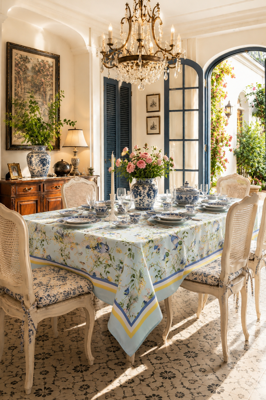 Mẫu số 31 - Khăn trải bàn Ý Chim Xanh  - Italian Blue Bird