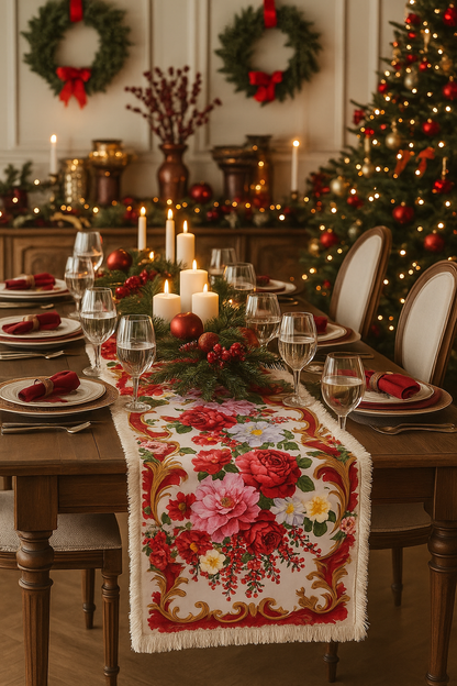 Mẫu số 15 - Khăn trải bàn Hoa hồng Runner French Rose Red