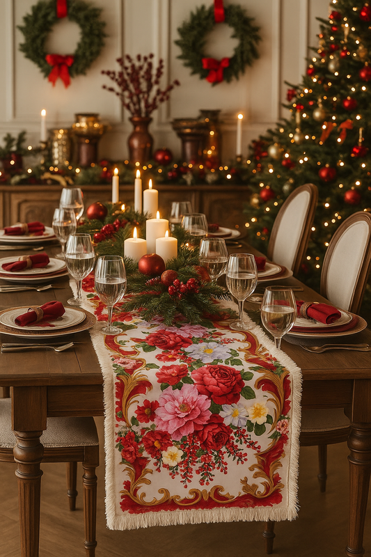 Mẫu số 15 - Khăn trải bàn Hoa hồng Runner French Rose Red