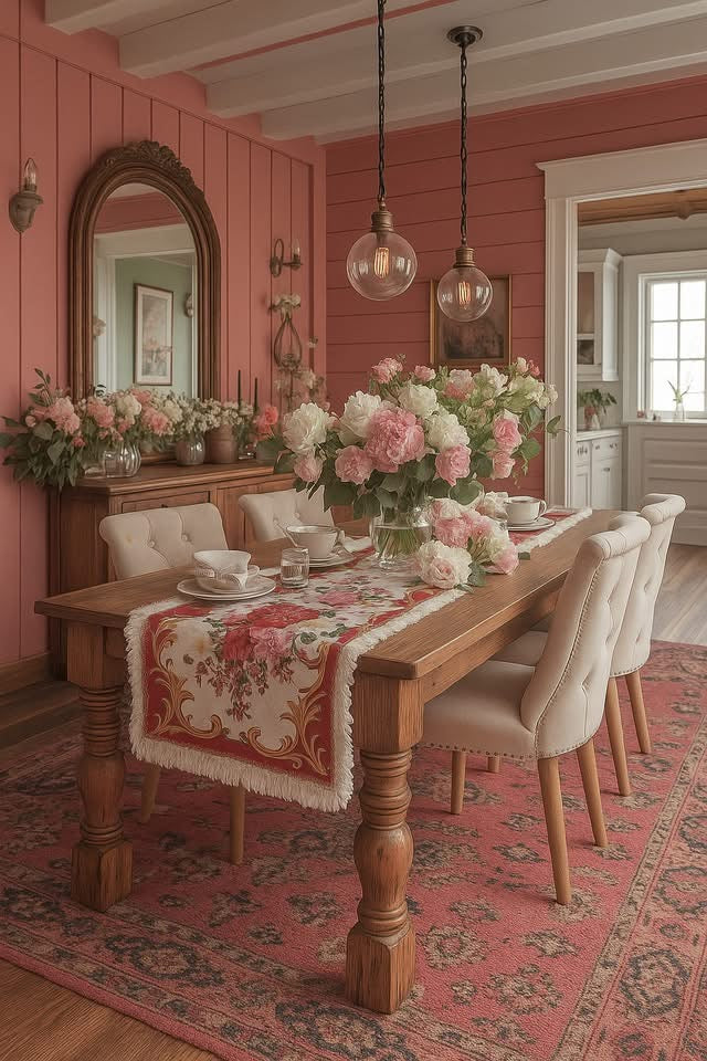 Sample No. 15 - Runner French Rose Red Tablecloth