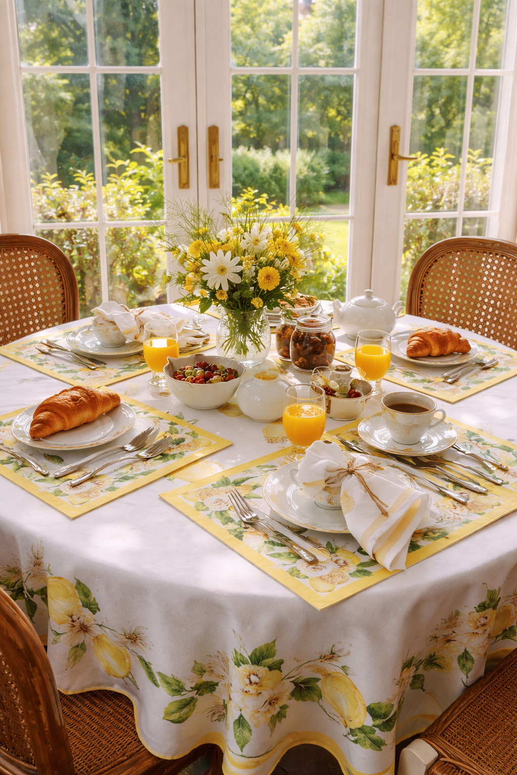 Sample No. 27 - Rose Napkin &amp; Placemat - Tuscany Lemon Rose