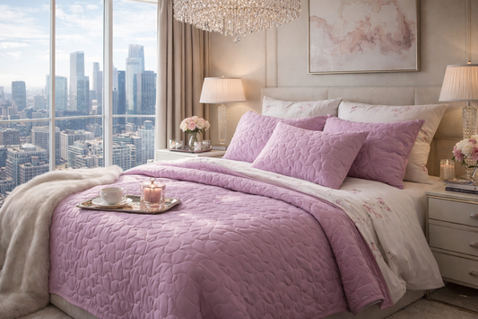 Luxe Velvet Summer Fall Blanket Set - Lavender Purple