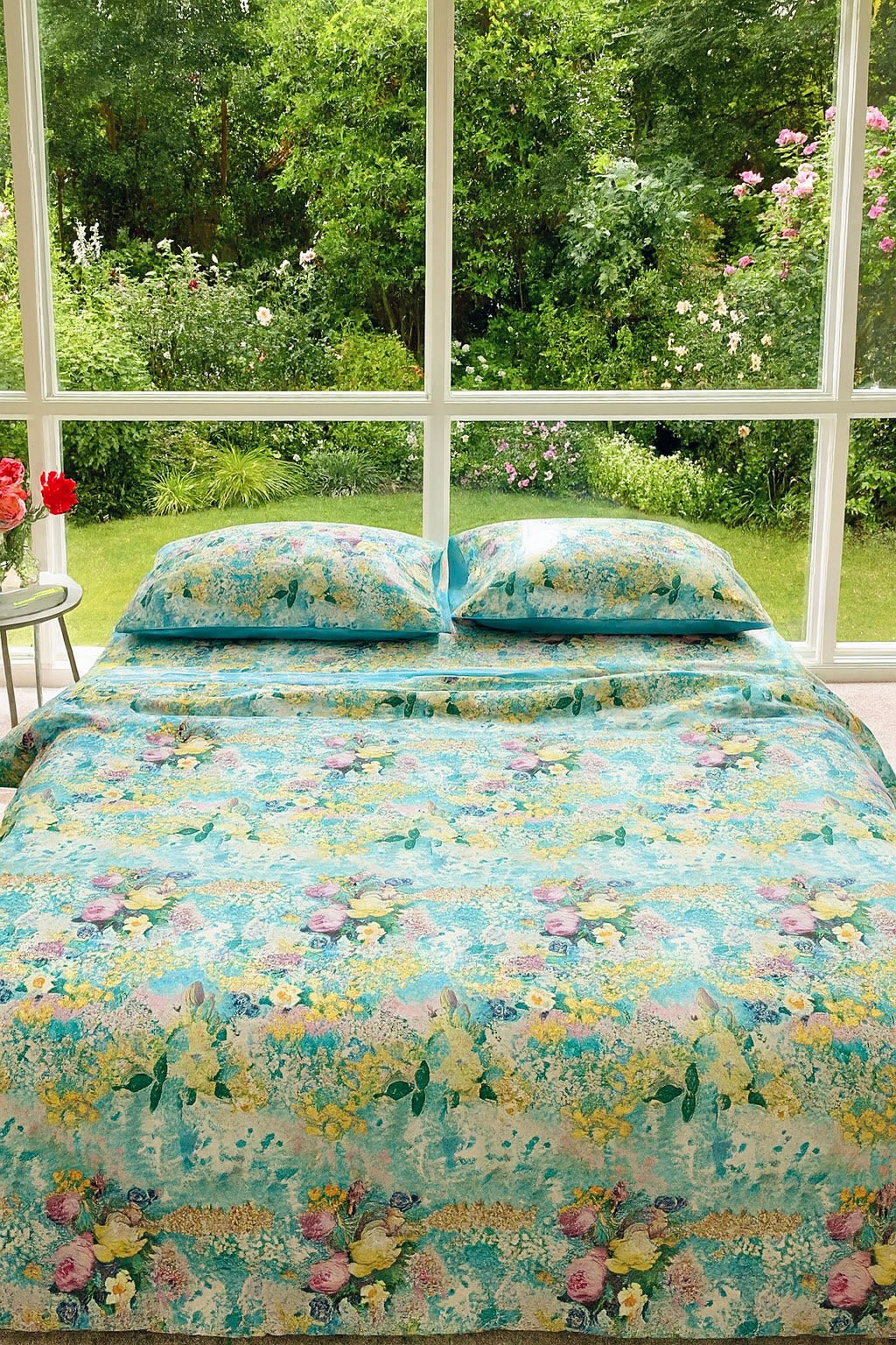 Valance sheet & Duvet cover set - Garden of Rose Blue (Made to order) 