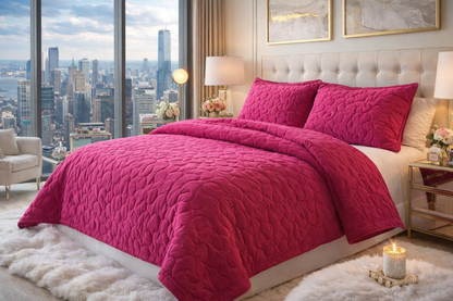 Luxe Red Purple Velvet Summer Fall Blanket Set