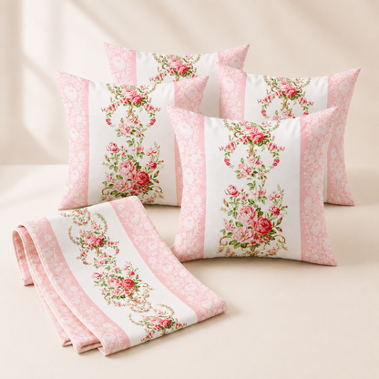 Combo 10 - Khăn trải bàn runner & gối tựa số 10 Pink Lace