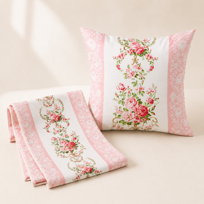 Combo 10 - Khăn trải bàn runner & gối tựa số 10 Pink Lace