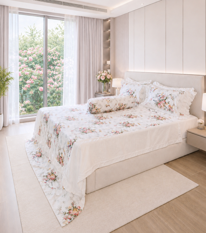 Fitted sheet & Duvet cover set  - Victoria Blue Rose 