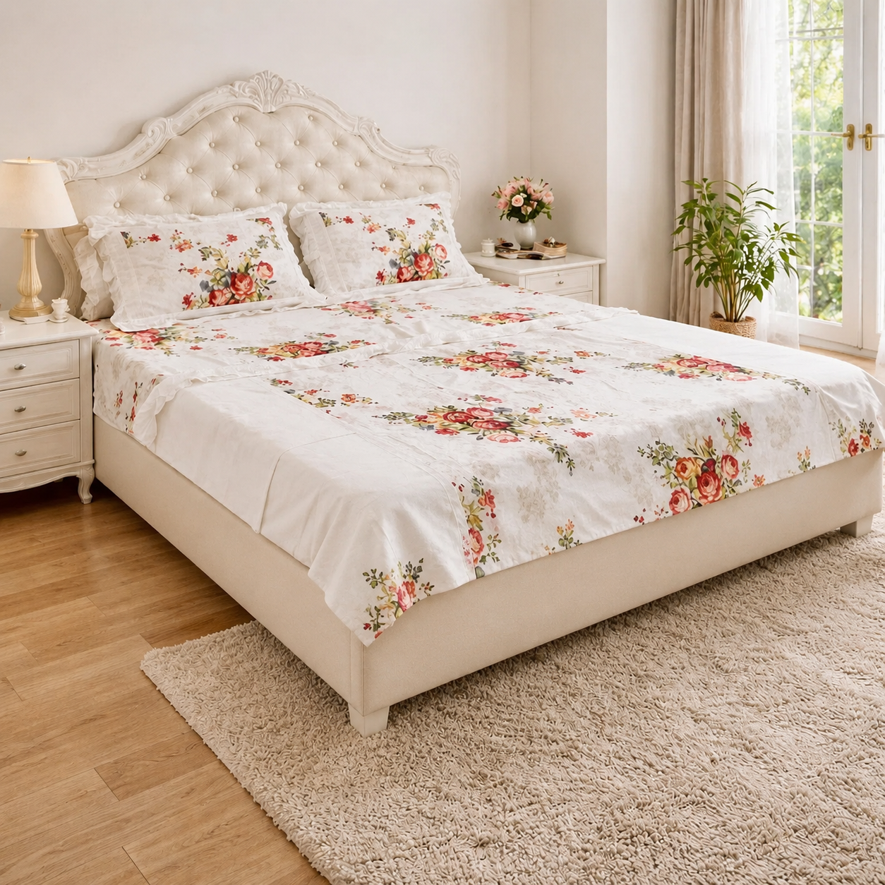 Ga Chun - Bộ Ga Gối & Vỏ Chăn Hoa Hồng Victoria