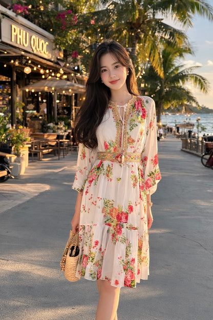Victoria Rose Silk Chiffon Dress - Mini