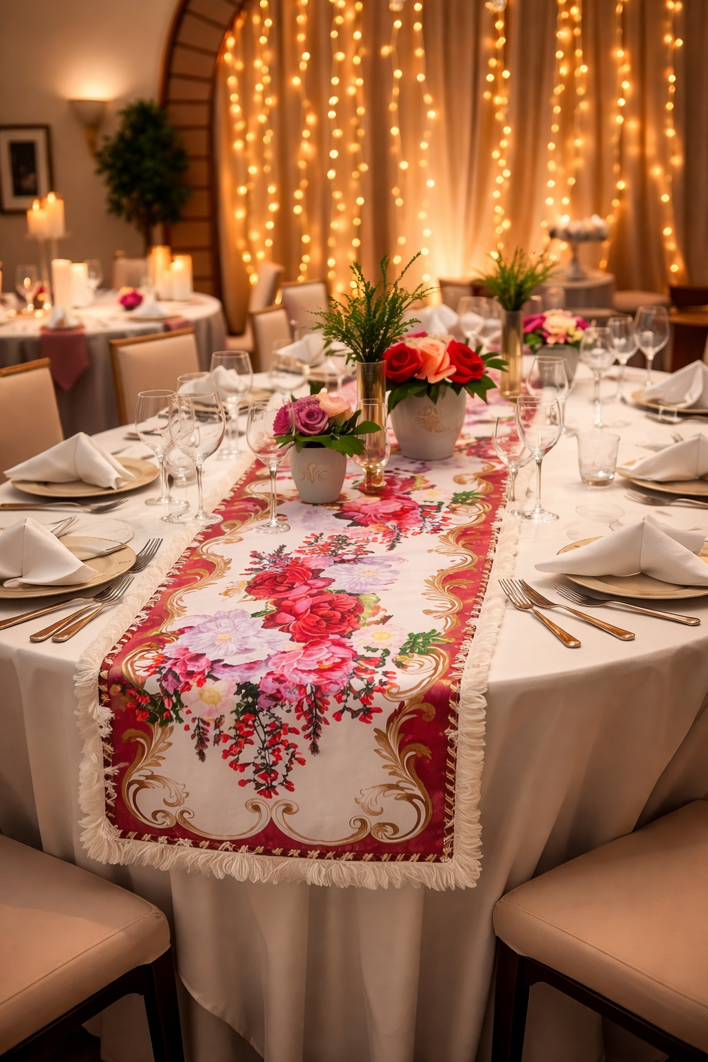 Sample No. 15 - Runner French Rose Red Tablecloth