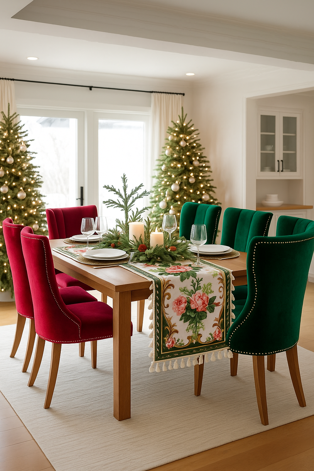 Sample 9 - Runner French Rose Green Tablecloth