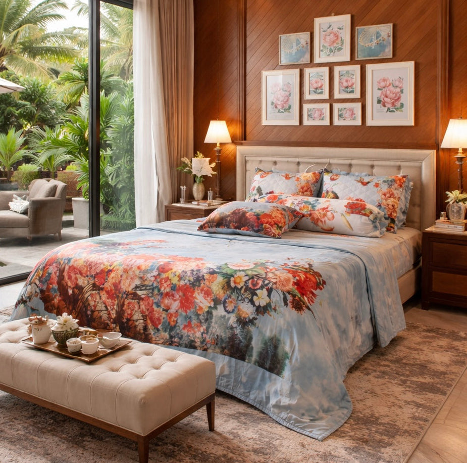 Valance sheet & Duvet cover set. - Venice Rose (Made to order) 