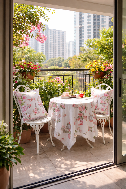 Mẫu số 23 - Khăn trải bàn Hoa hồng - Rose & Tea pot