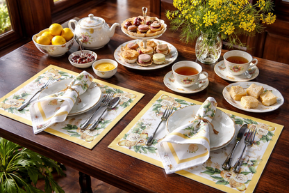 Sample No. 27 - Rose Napkin &amp; Placemat - Tuscany Lemon Rose