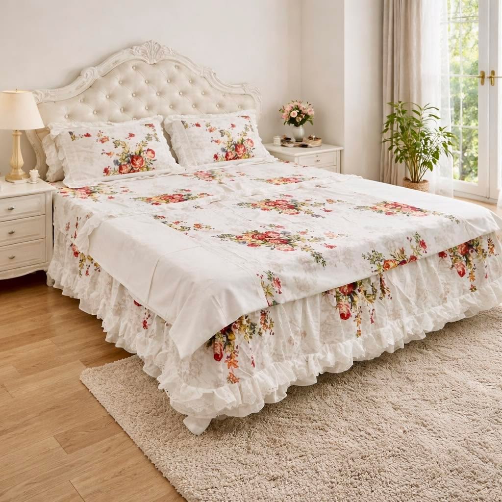 Ga Phủ - Bộ Ga Gối & Vỏ Chăn Hoa Hồng Victoria