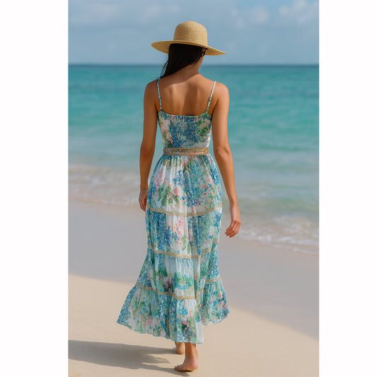 Iris Silk Chiffon Dress - Van Gogh - Maxi