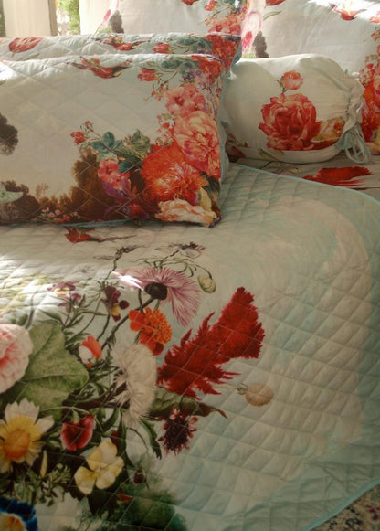 Chăn Hè Thu Hoa Hồng Venice phong cảnh châu âu chần bông mỏng chất liệu cotton sateen mềm mịn 