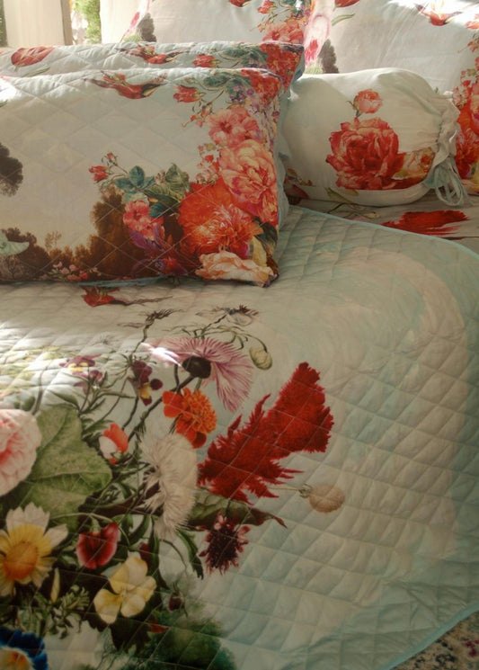 Chăn Hè Thu Hoa Hồng Venice phong cảnh châu âu chần bông mỏng chất liệu cotton sateen mềm mịn 