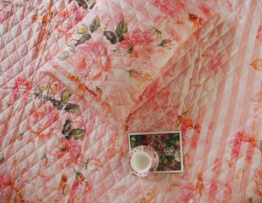 Fitted sheet & Quilted Blanket Set - Peace Rose 