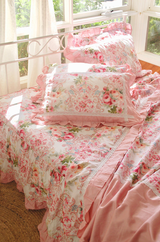 Ga Phủ -  Bộ Ga Gối & Vỏ Chăn Hoa Hồng Victoria Pink